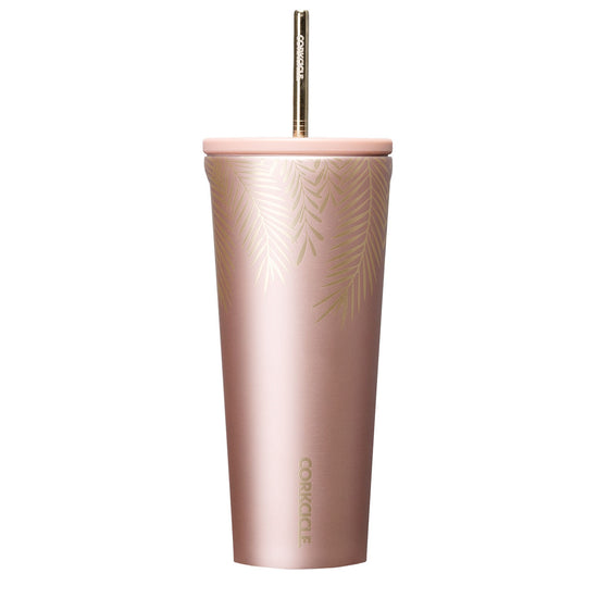 frosted pines rose gold cold cup 24oz