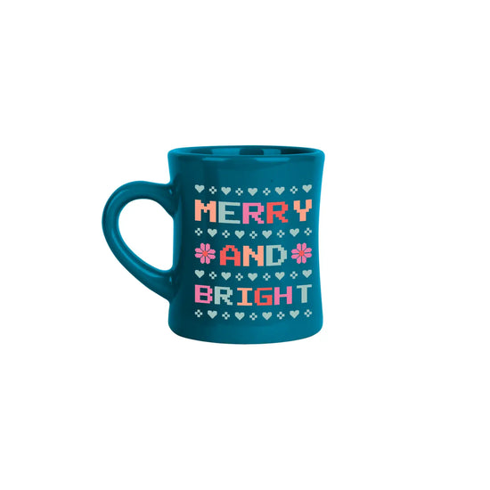 Load image into Gallery viewer, merry and bright holiday diner mug
