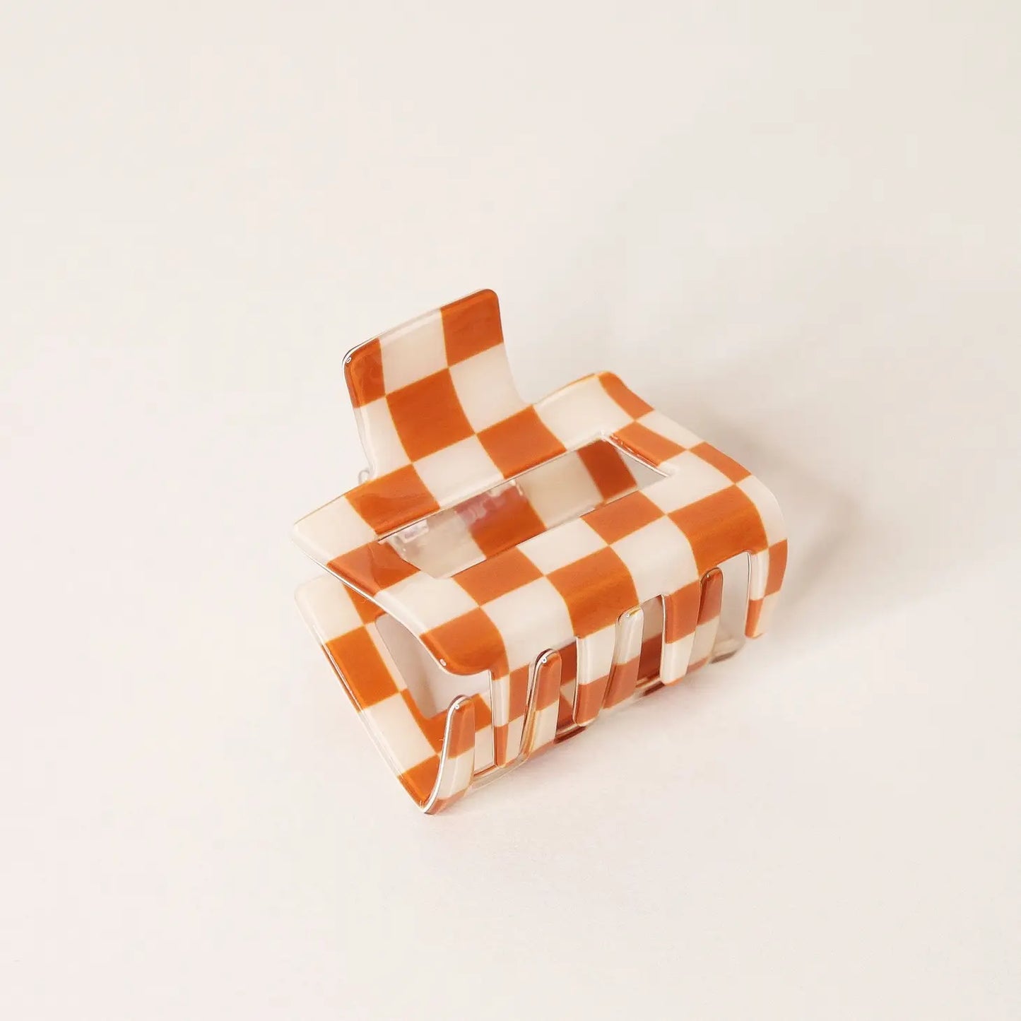 Load image into Gallery viewer, orange checkered hair claw
