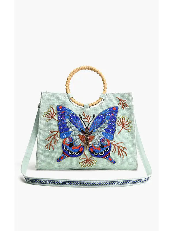 blue butterfly tote