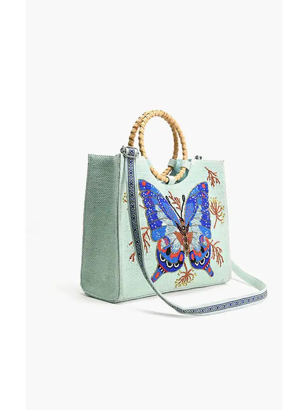 blue butterfly tote