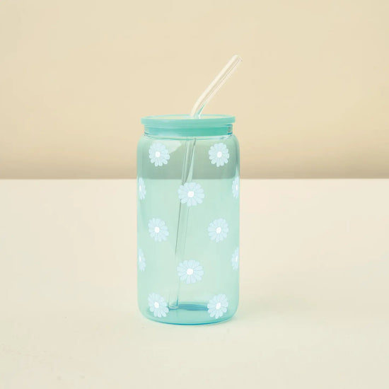 daisy delight acrylic glass in aqua-preorder