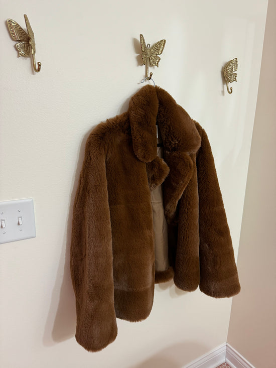 veruca fur coat in rust brown