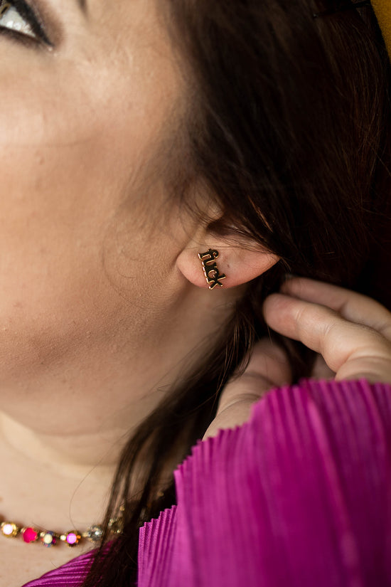 Load image into Gallery viewer, f**k earrings in gold
