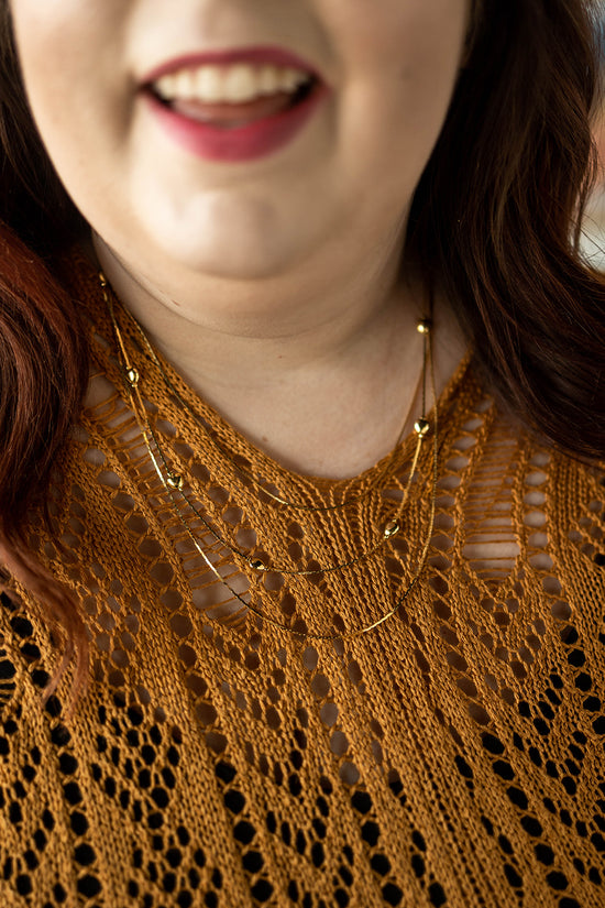 ivana layered heart necklace in gold
