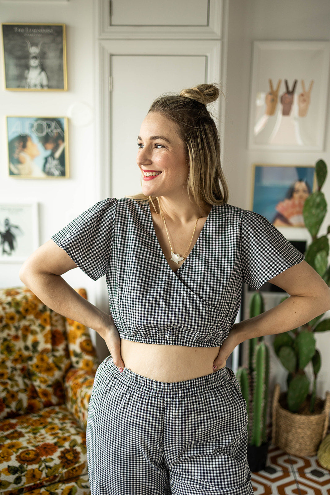 tate top in gingham
