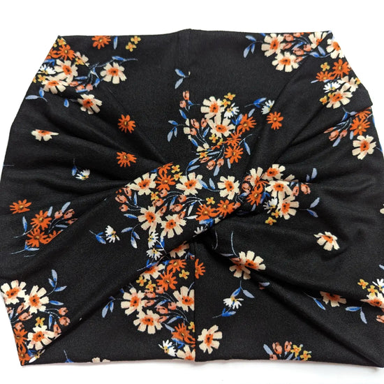 back to december turban headband in black floral