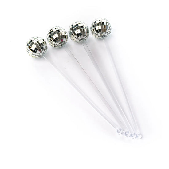 disco ball drink stirrers 4 pack