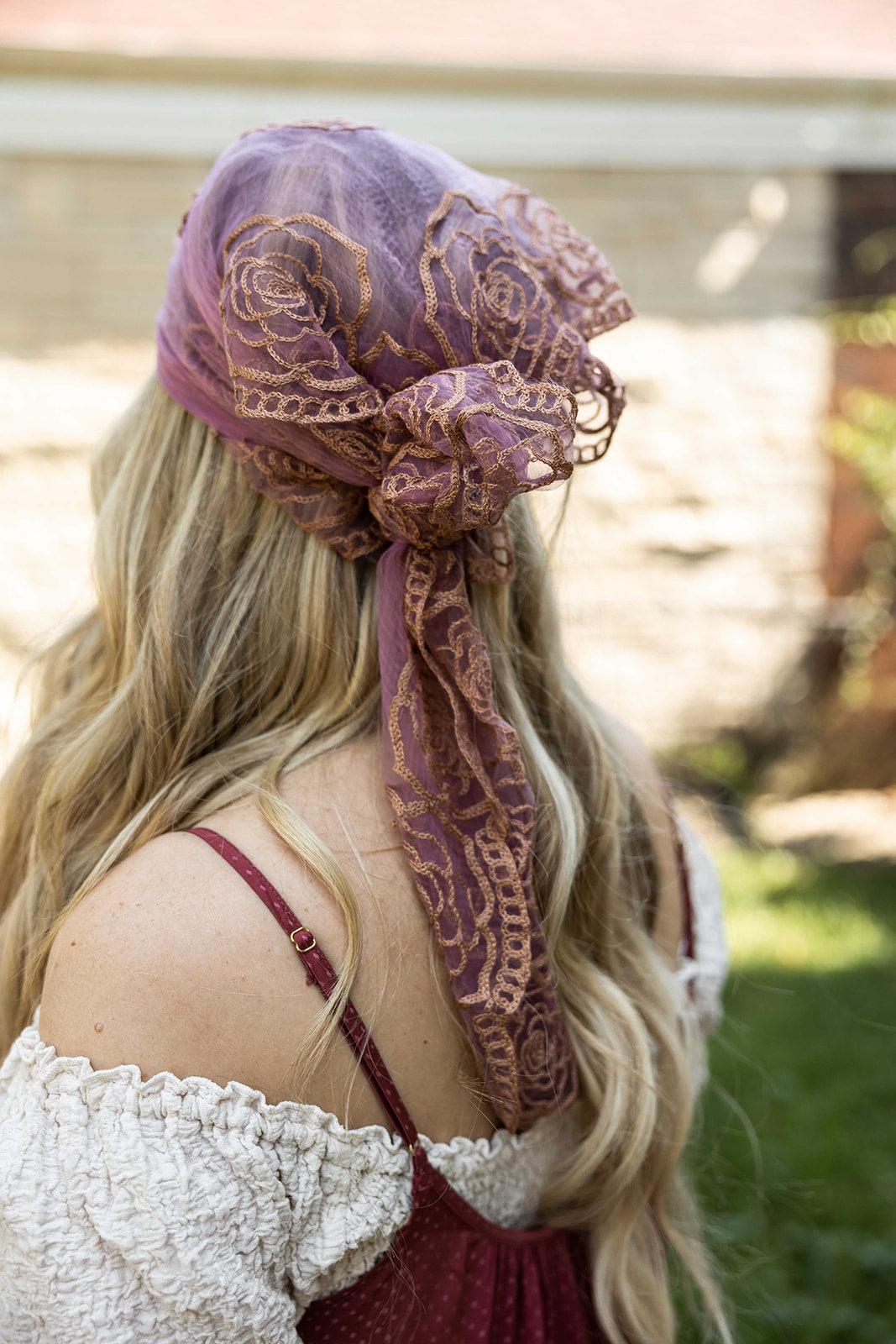 boho lace embroidered scarf