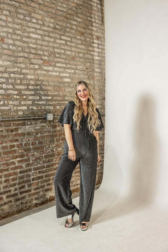 cleo jumpsuit in silver gray