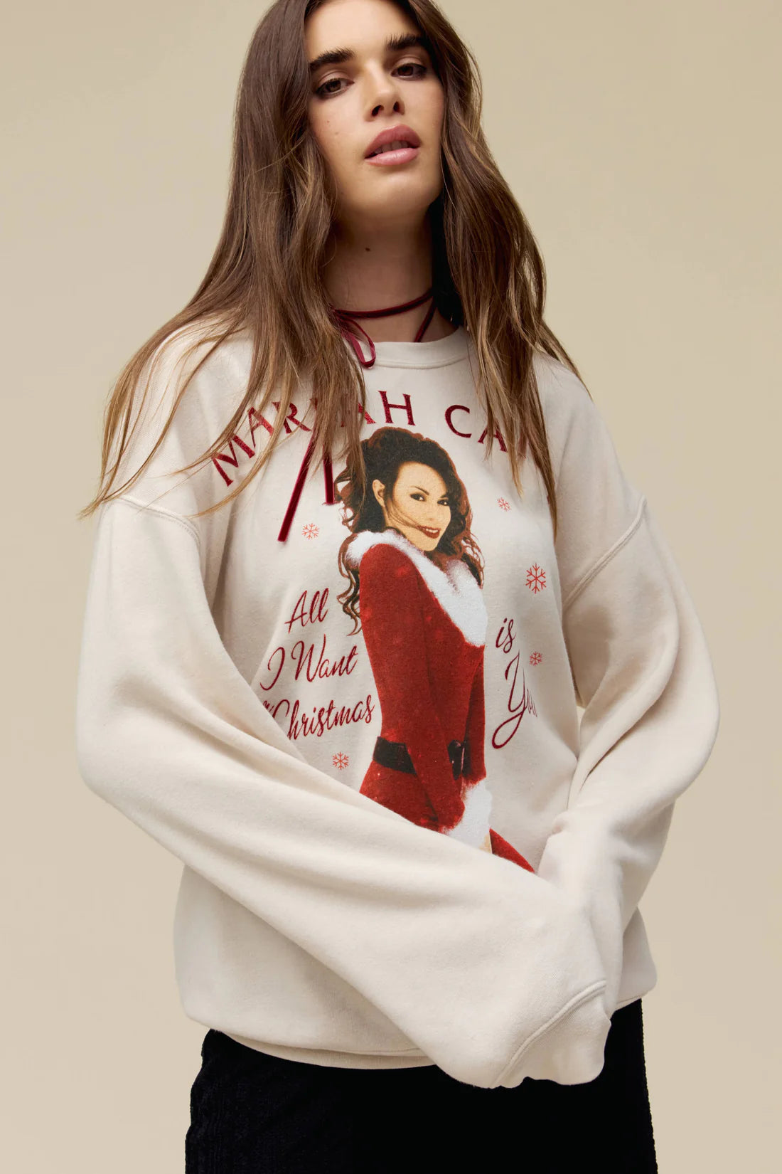 Load image into Gallery viewer, daydreamer mariah carey all i want for christmas oversized bf crew
