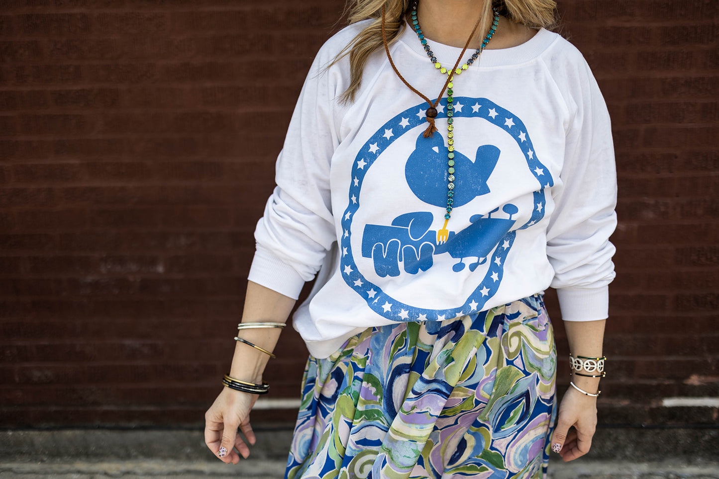 Load image into Gallery viewer, woodstock burnout sweatshirt in white
