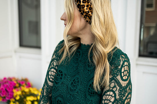 oriane lace top in forest green