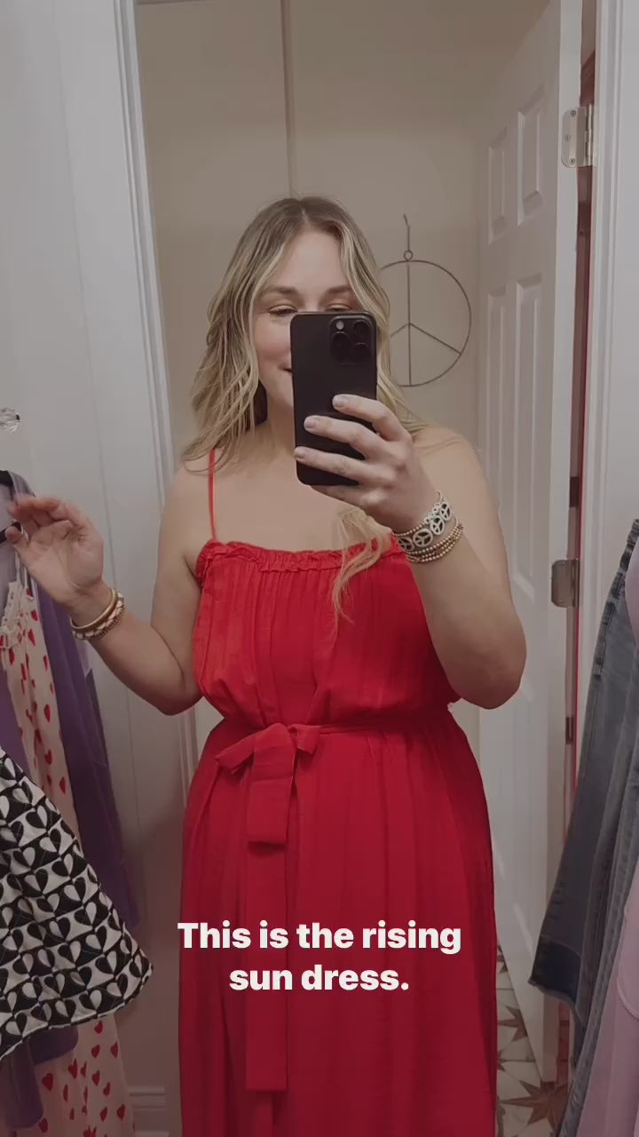 Load and play video in Gallery viewer, rising sun dress in poppy red
