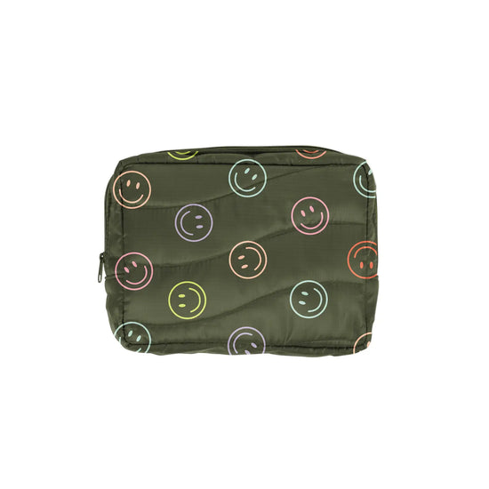 Load image into Gallery viewer, green smiley puffy busier bee bag
