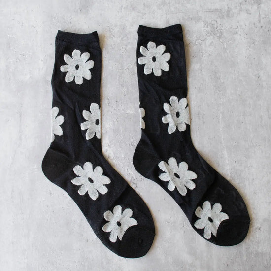 Load image into Gallery viewer, veronica vintage glitter flower socks
