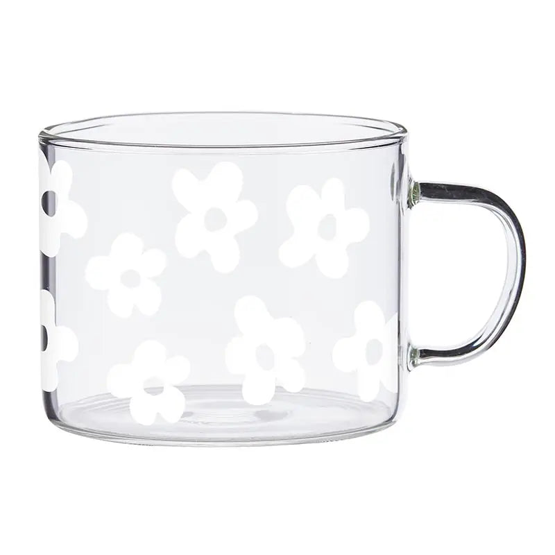 Load image into Gallery viewer, white flowers glass coffee mug - just restocked!!
