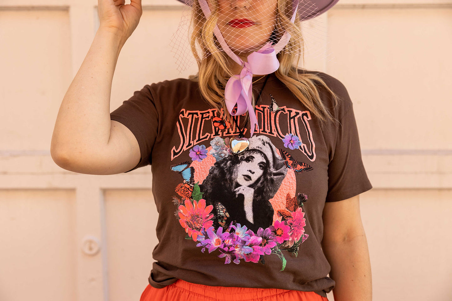 Load image into Gallery viewer, daydreamer stevie nicks flower collage ringer tee

