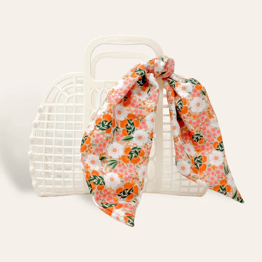 Load image into Gallery viewer, darla jelly basket bag with floral scarf tie
