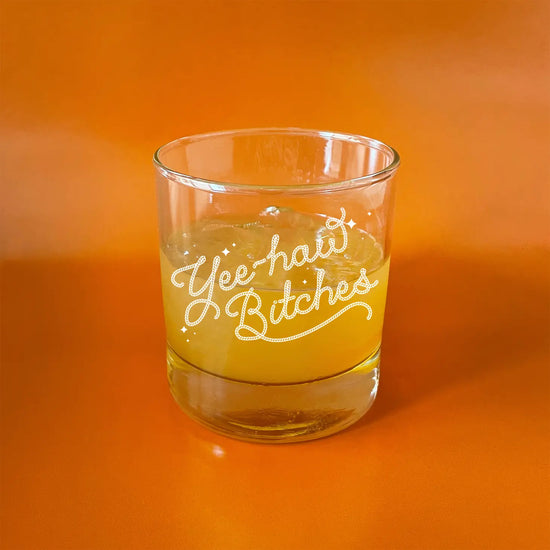 Load image into Gallery viewer, yeehaw b*tches tumbler glass - just restocked!!

