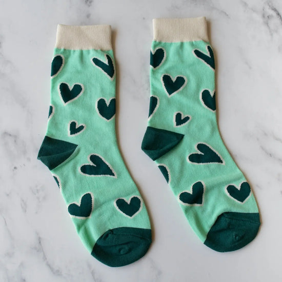 in love socks in green