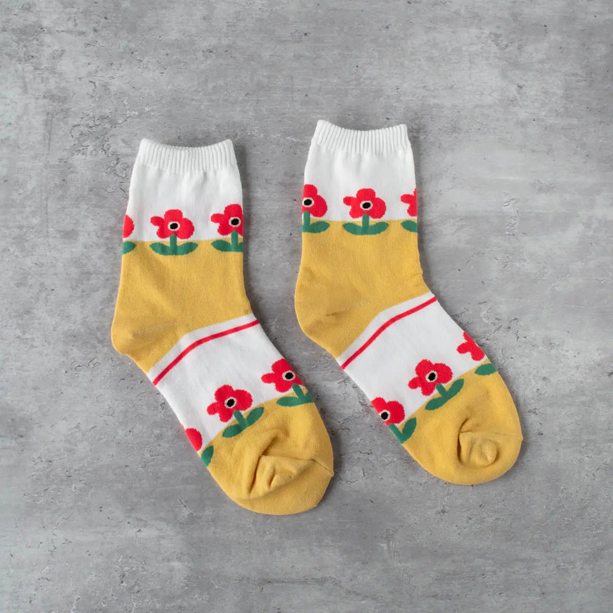 retro flower casual socks