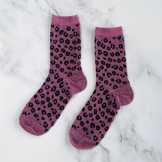 riley glitter leopard socks