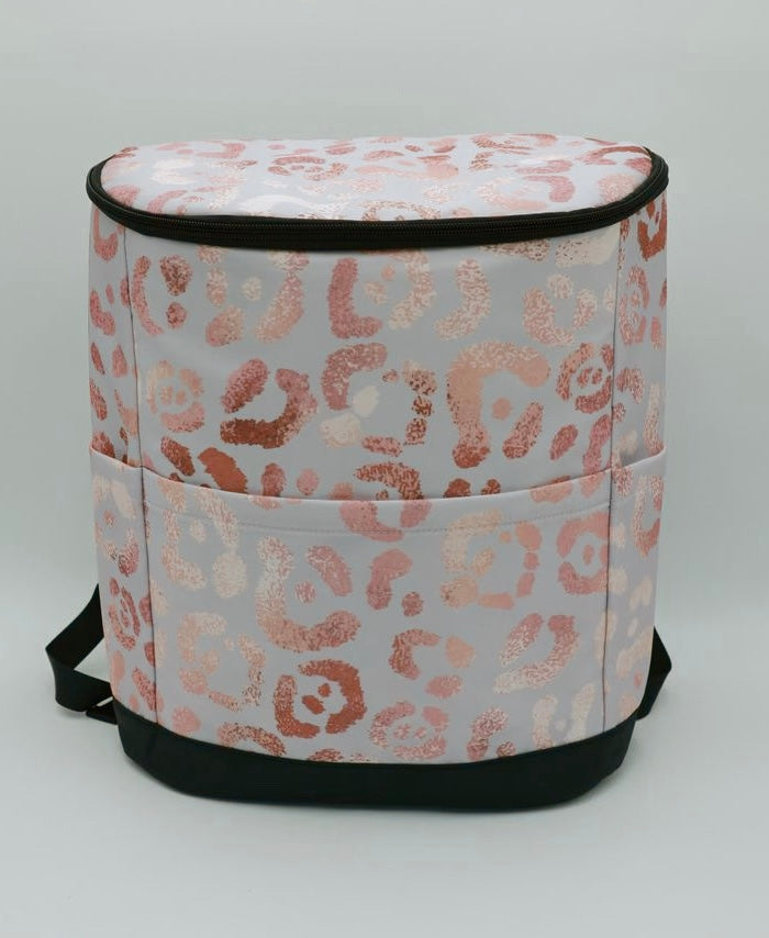 cooler lunch backpack in rose gold leopard – Vada Winter