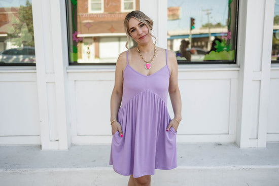 Load image into Gallery viewer, maddie mini dress in lilac
