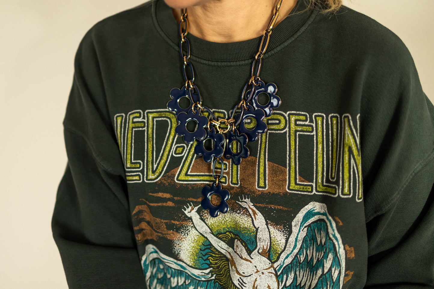 the ab necklace in navy + green by tova