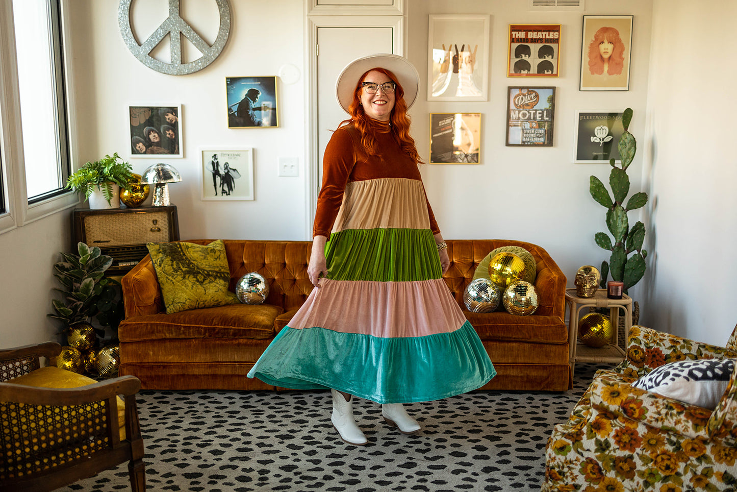 Load image into Gallery viewer, vada winter rainbow dress in wanderlux
