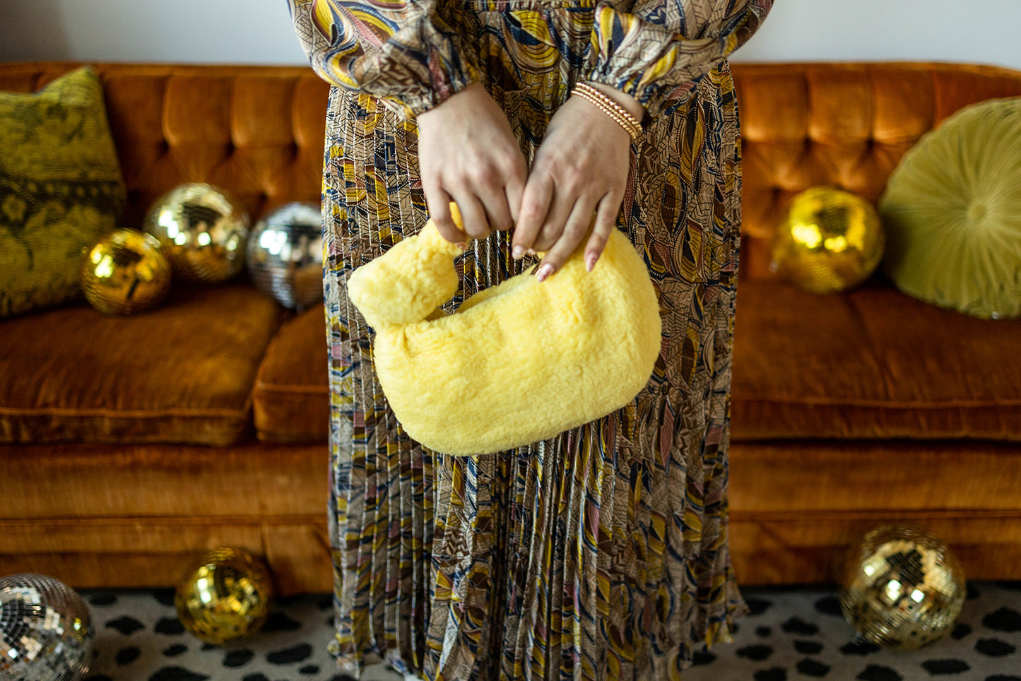 florence fluffy handbag in yellow