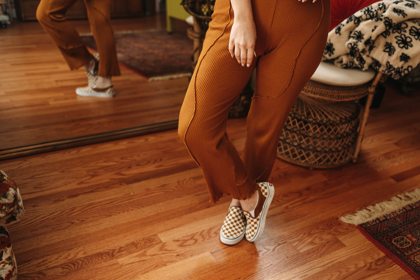 waiting to exhale hemp rib pant in ginger