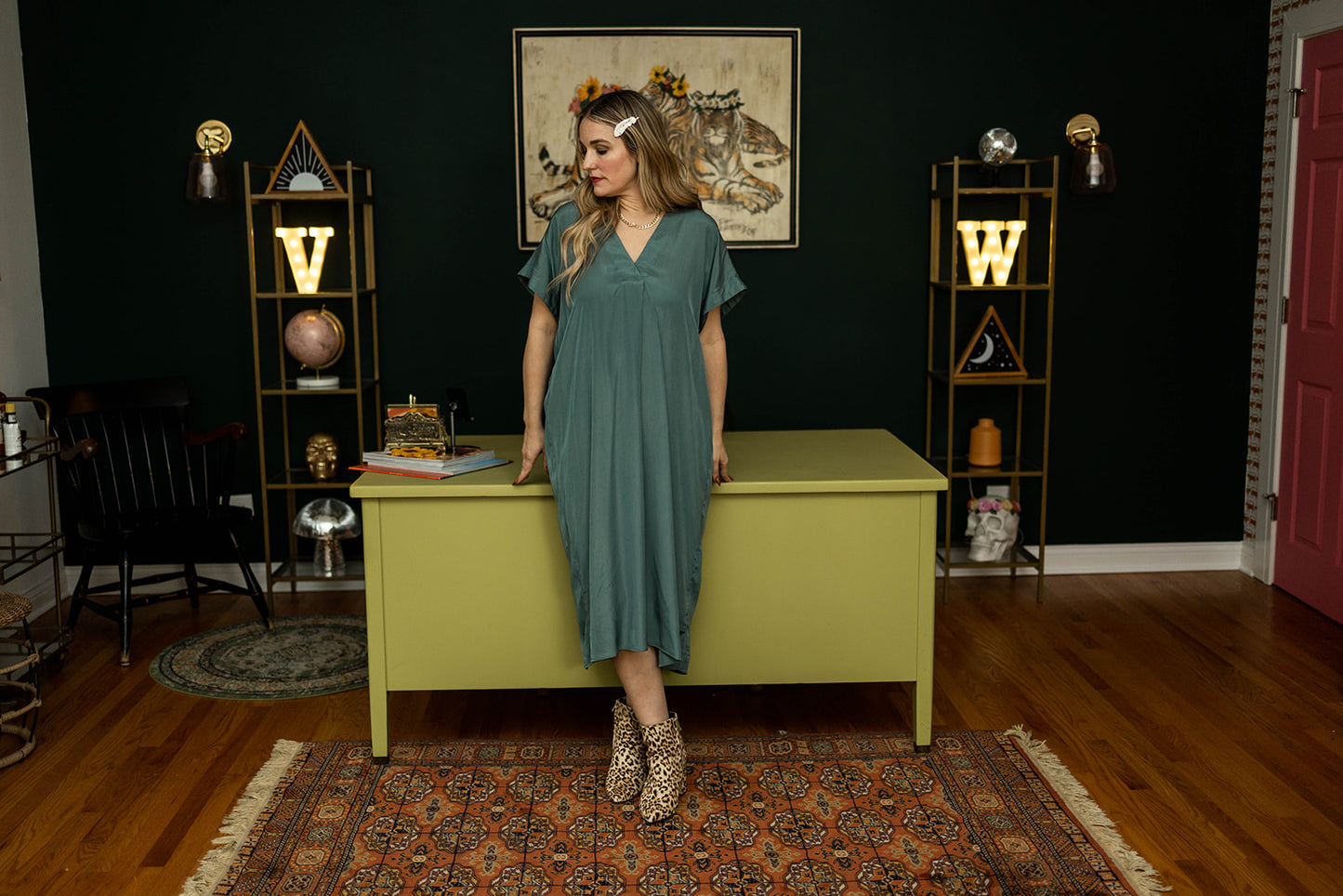 Load image into Gallery viewer, georgia dress in faded teal
