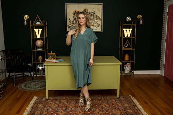 Load image into Gallery viewer, georgia dress in faded teal
